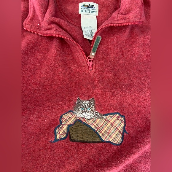 Vintage Northern Reflections quarter zip fleece with cat size L - Picture 2 of 4